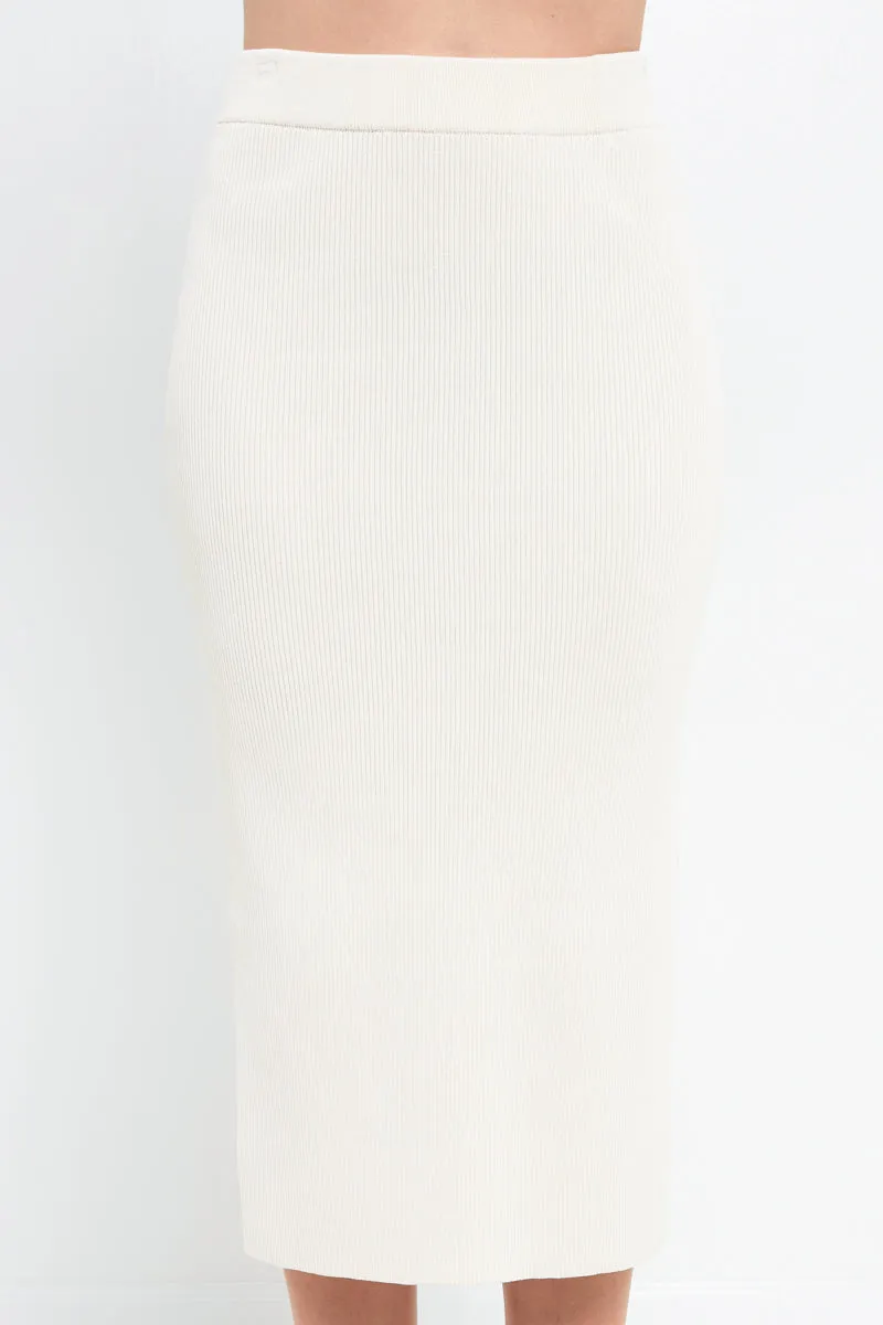 Endless Rose - Midi Knit Skirt with Side Slit