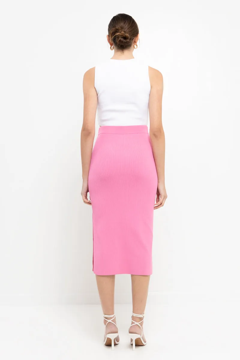 Endless Rose - Midi Knit Skirt with Side Slit