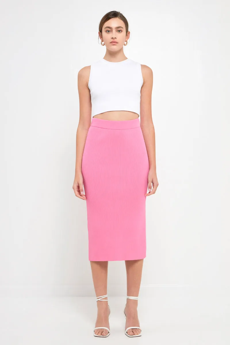 Endless Rose - Midi Knit Skirt with Side Slit