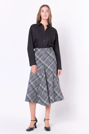 English Factory - Plaid Midi A Line Skirt