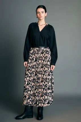 English Factory - Pleated Print Midi Skirt