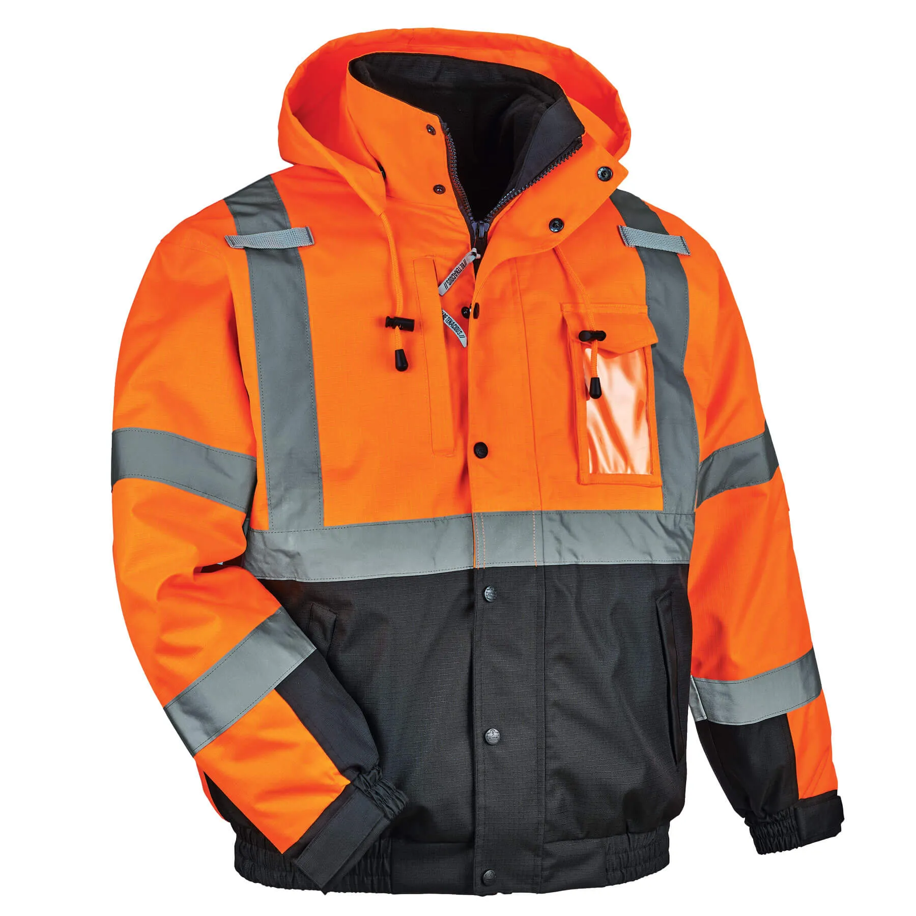 Ergodyne 25582 GloWear 8381 Type R Class 3 Performance 3-in-1 Bomber Jacket, Small, HV Orange