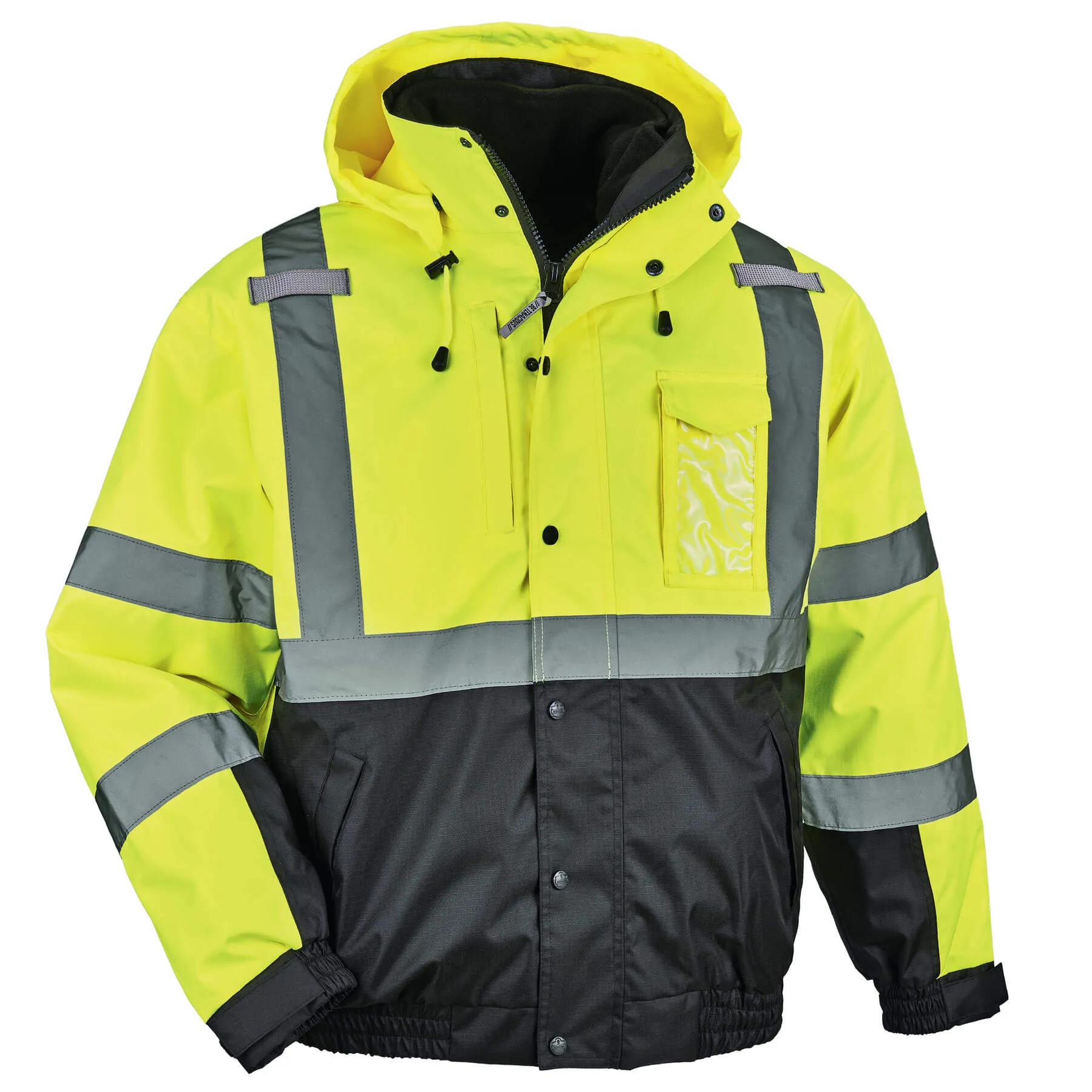 Ergodyne 25592 GloWear 8381 Type R Class 3 Performance 3-in-1 Bomber Jacket, Small, HV Lime