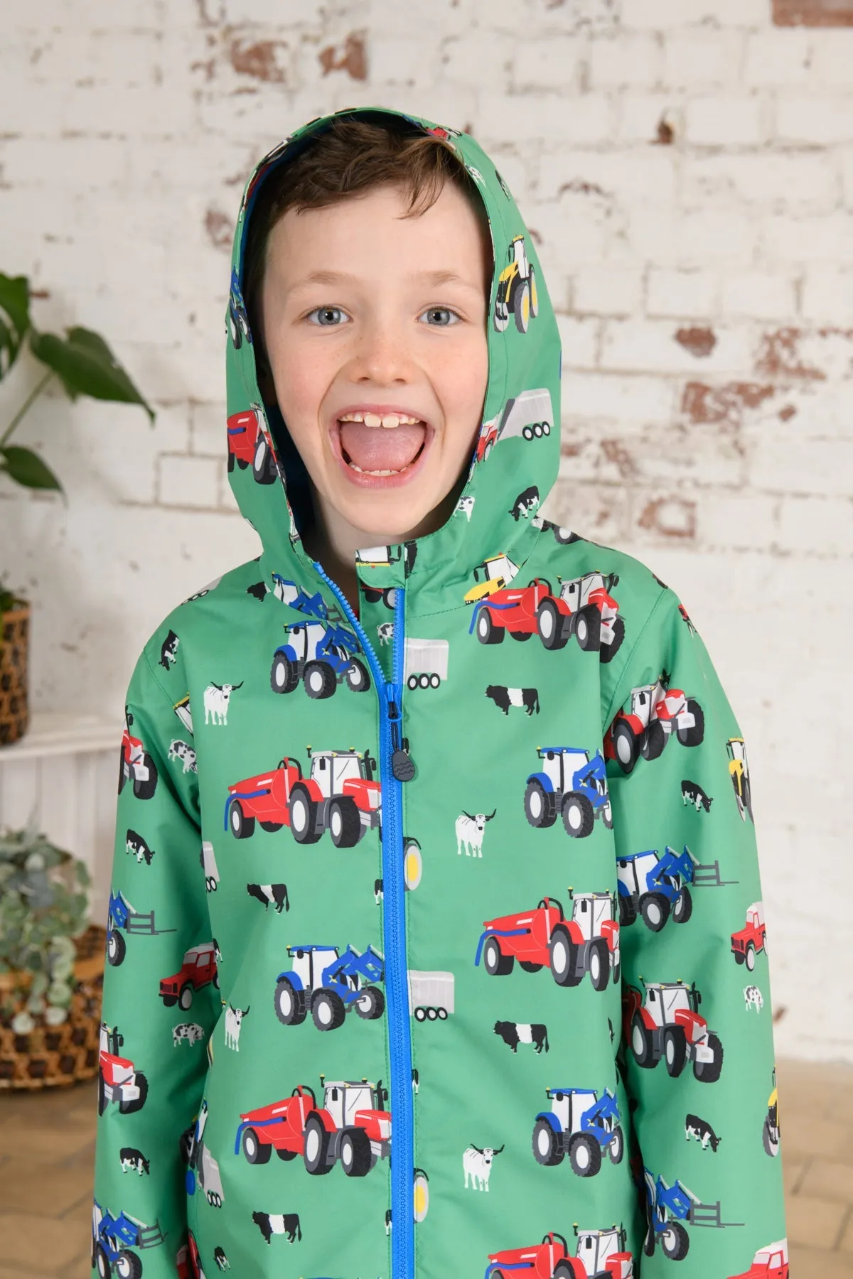 Ethan Jacket - Peagreen Tractor Print