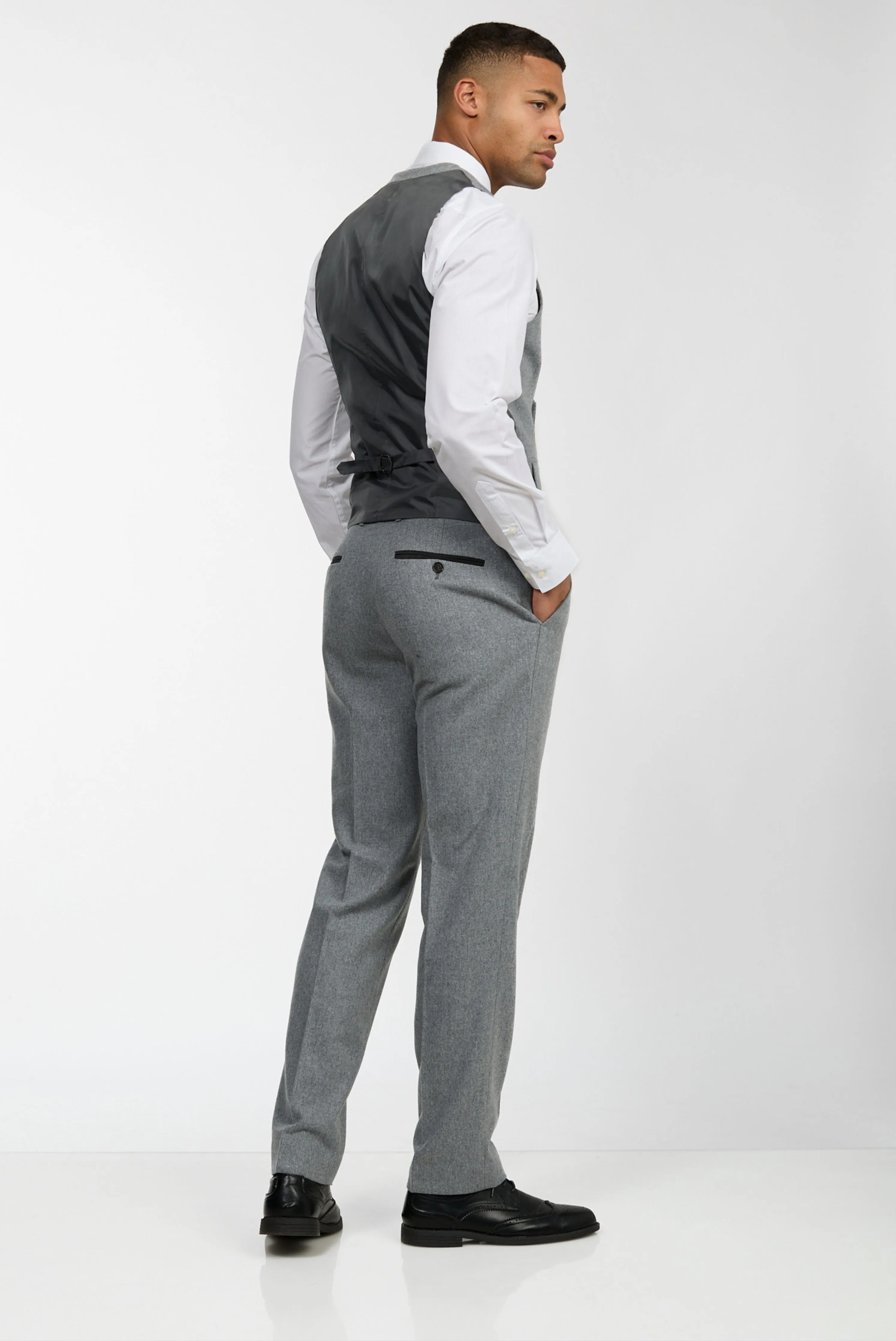 Eton Wool Tweed Three Piece Slim Fit Suit in Grey