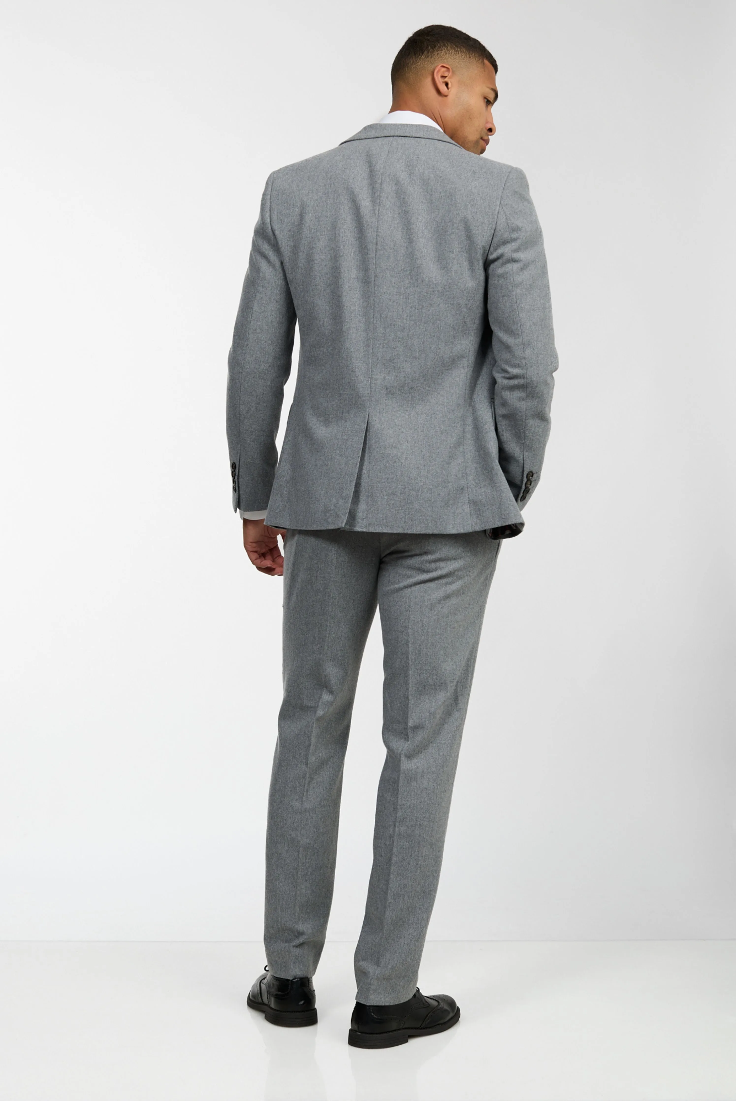 Eton Wool Tweed Three Piece Slim Fit Suit in Grey