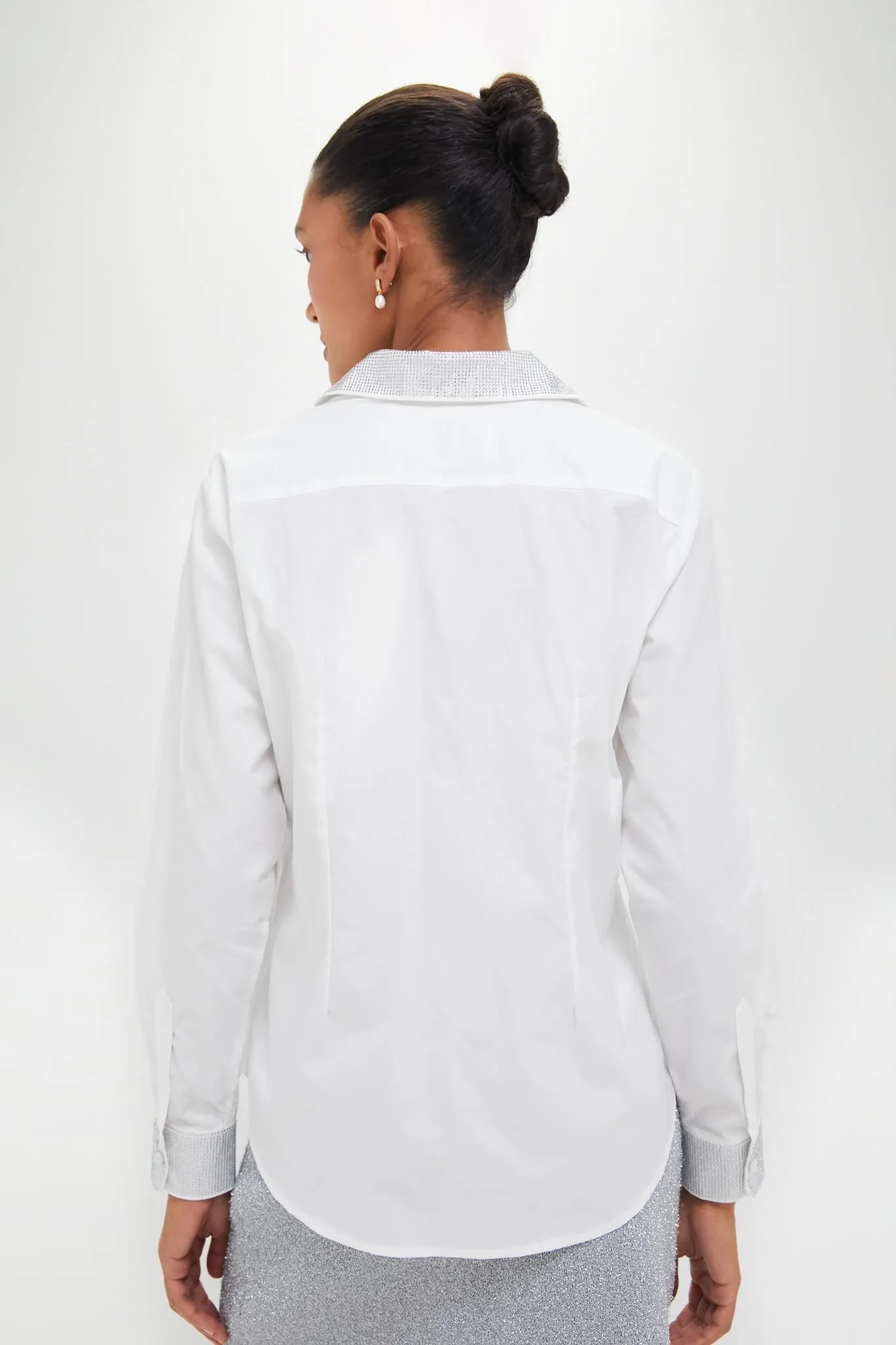 Exclusive White Icon Shirt with Rhinestone Collar