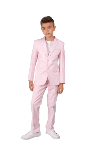 Ferrecci Boys Seersucker 2pc Suit Set Pink