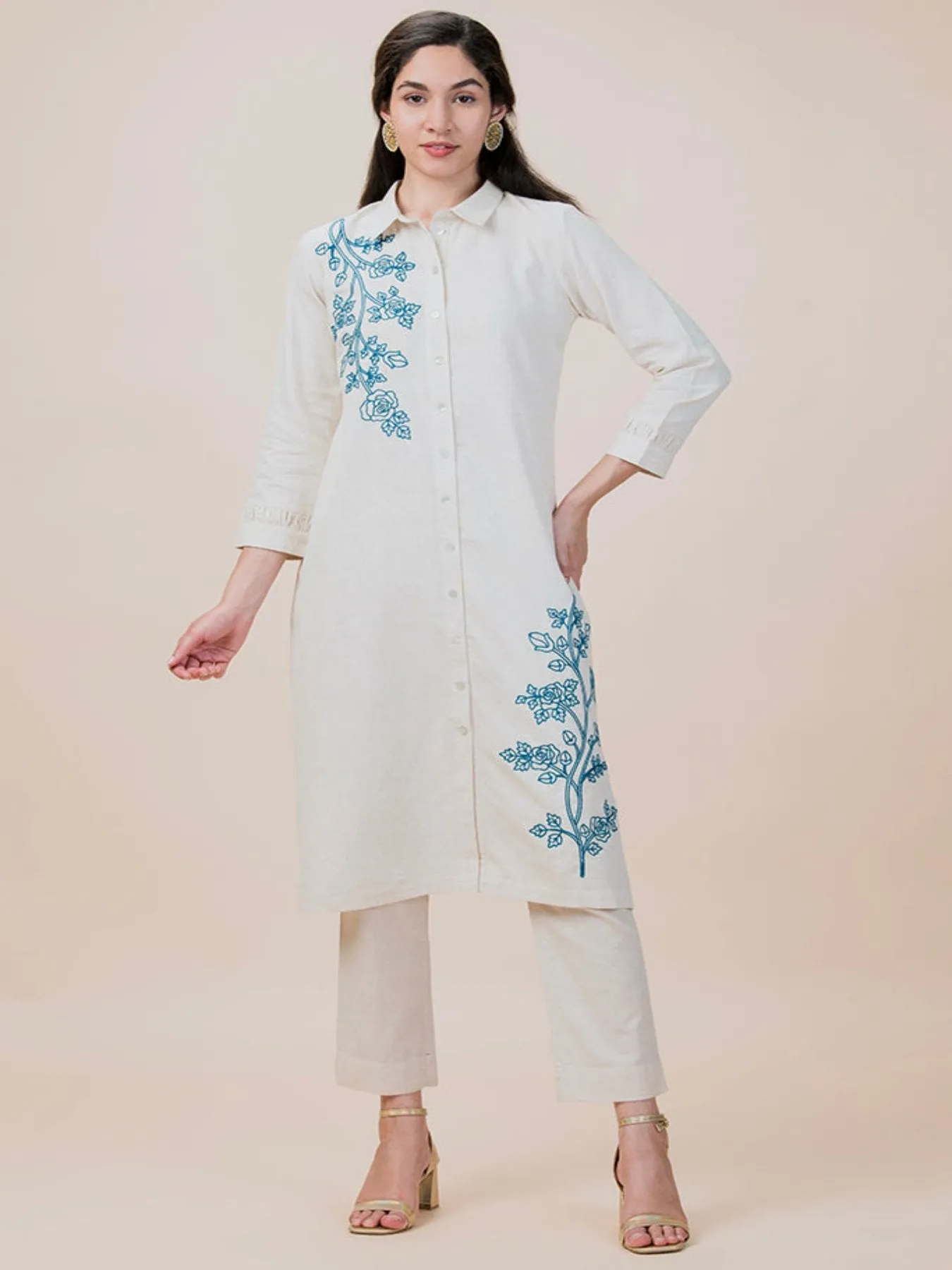 Floral DORI Linen Kurta