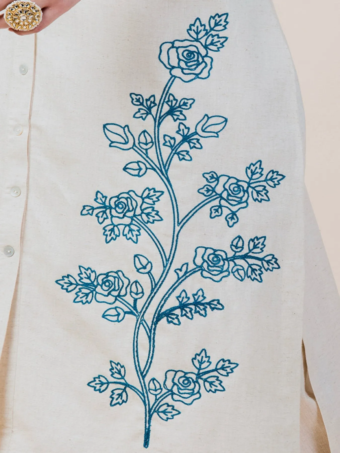 Floral DORI Linen Kurta