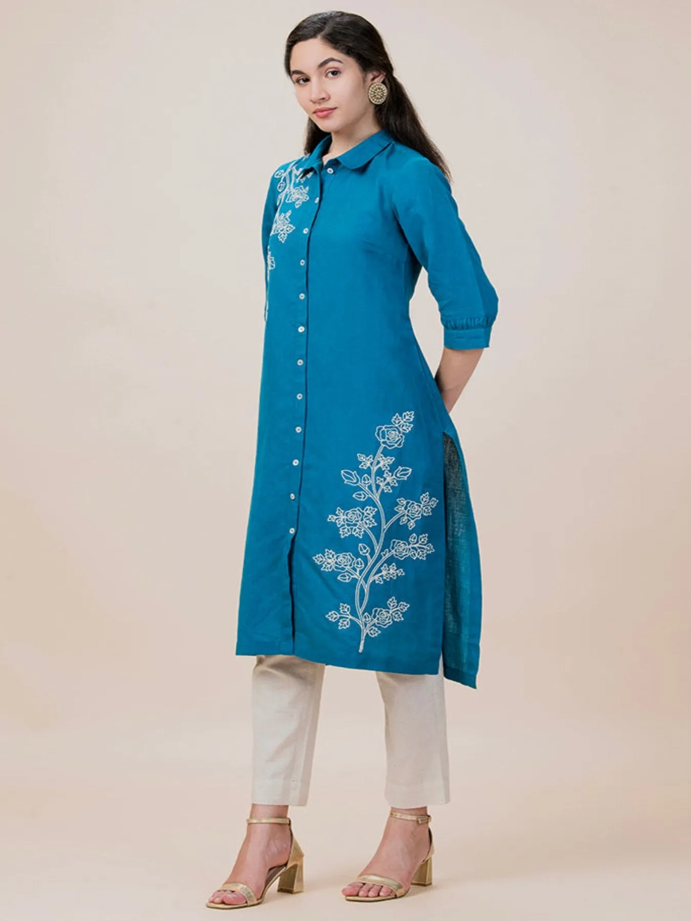 Floral DORI Linen Kurta