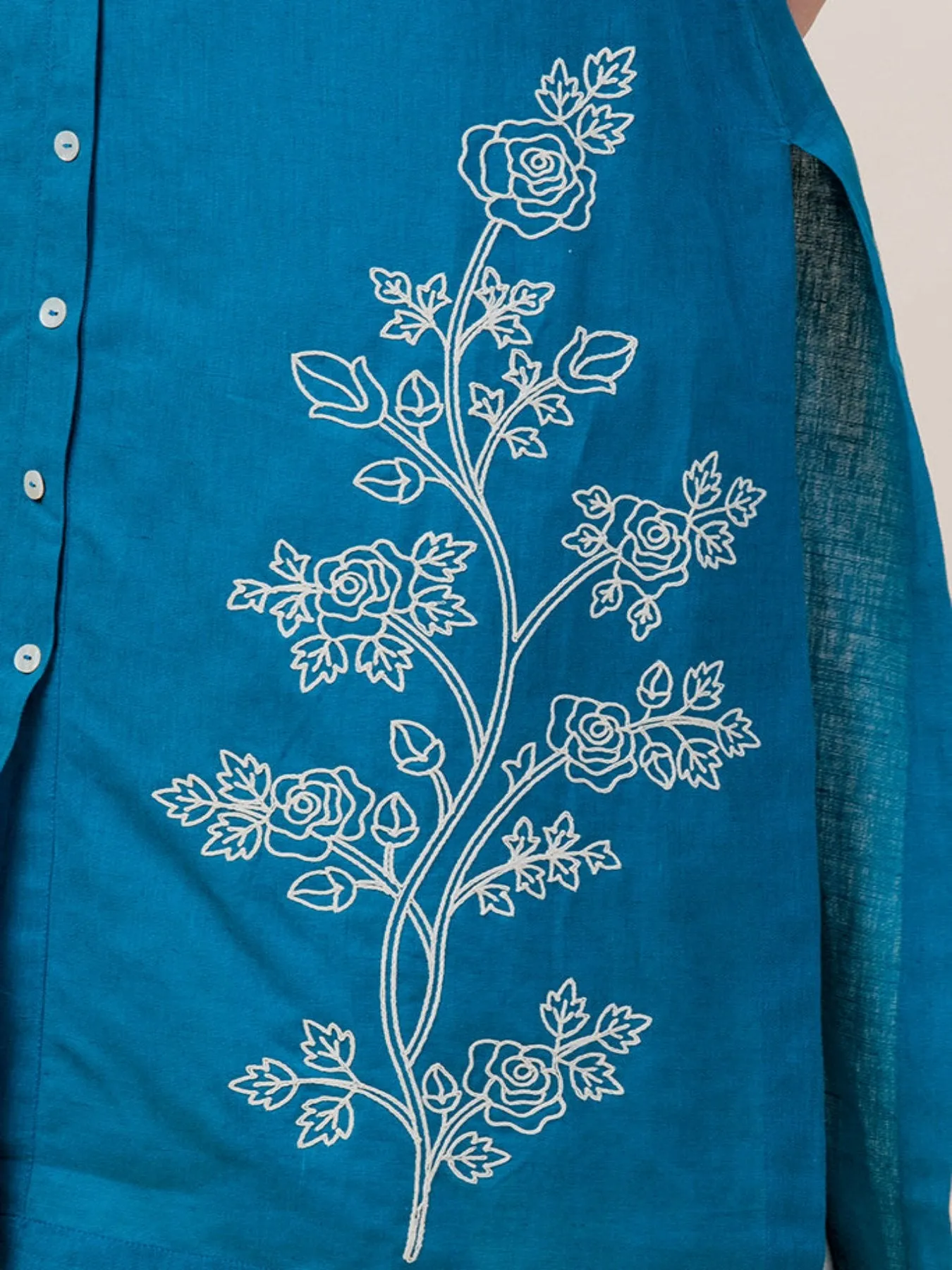 Floral DORI Linen Kurta