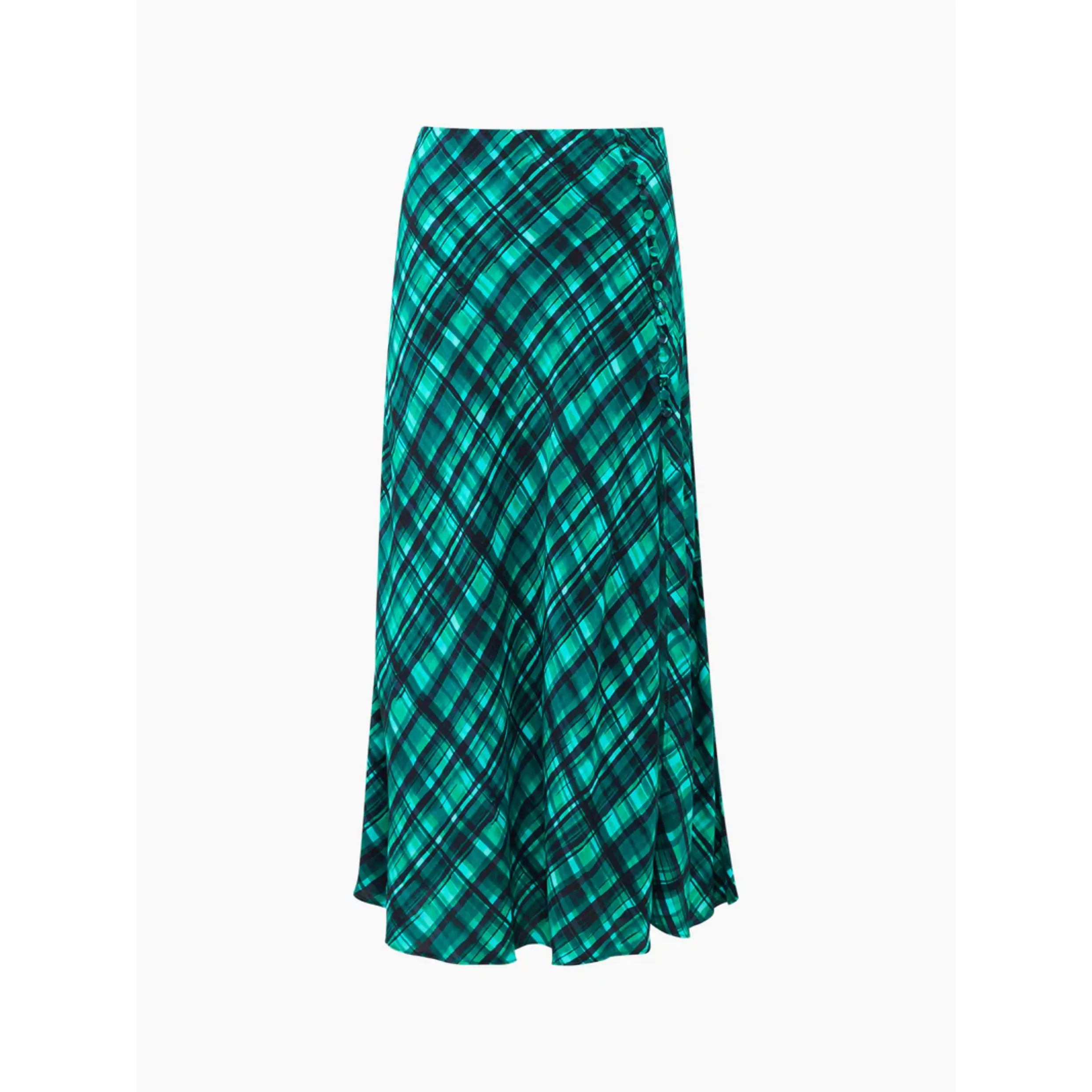 French Connection Dani Eco Check Delphine Midi Skirt in Jelly Bean/Forest 73WAG