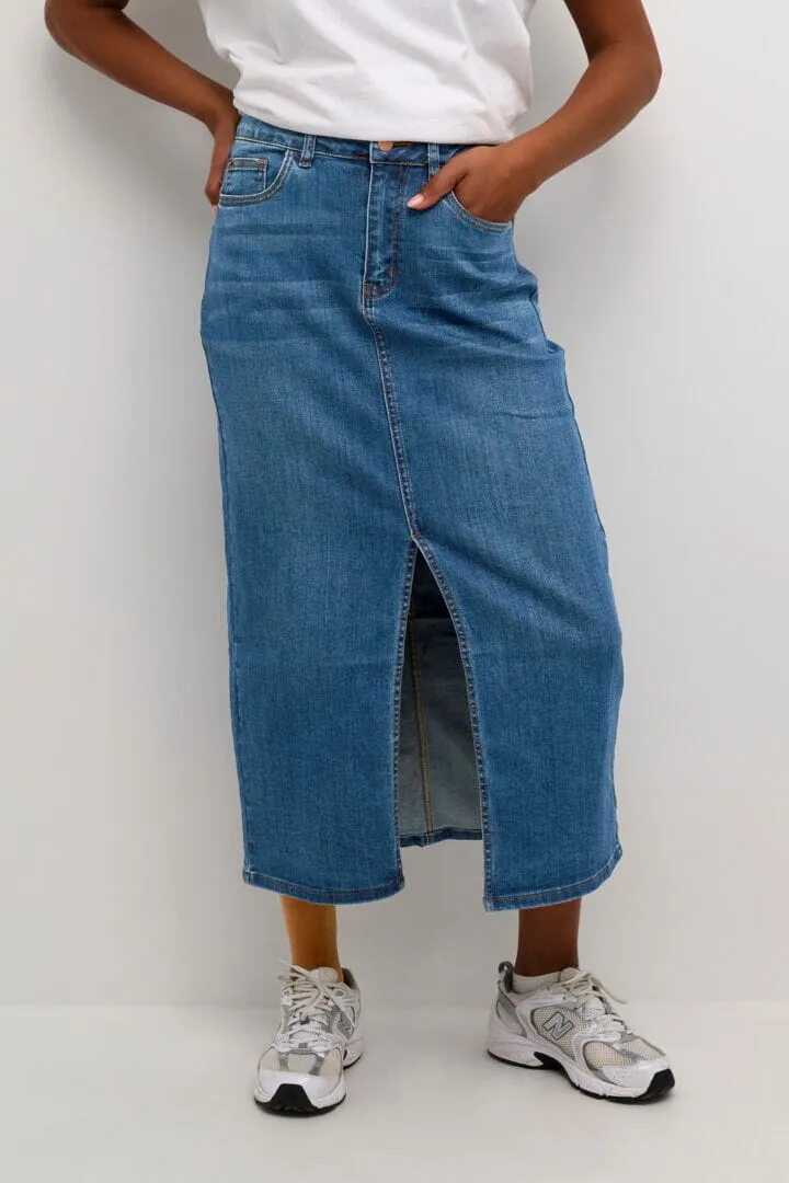 FRONT SLIT DENIM SKIRT