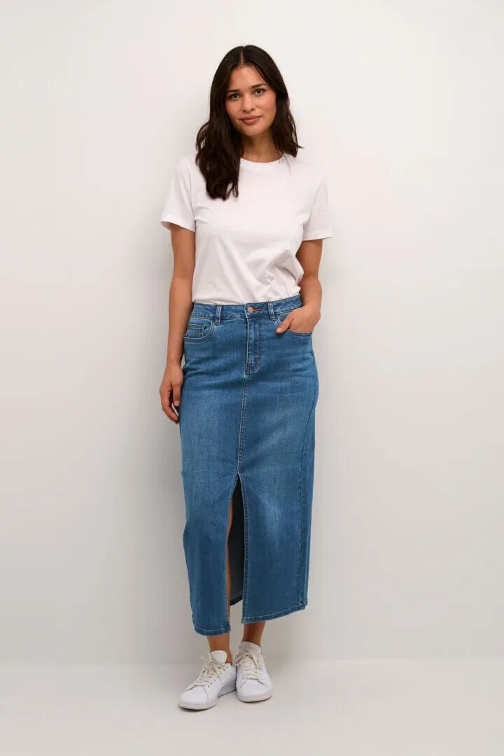 FRONT SLIT DENIM SKIRT