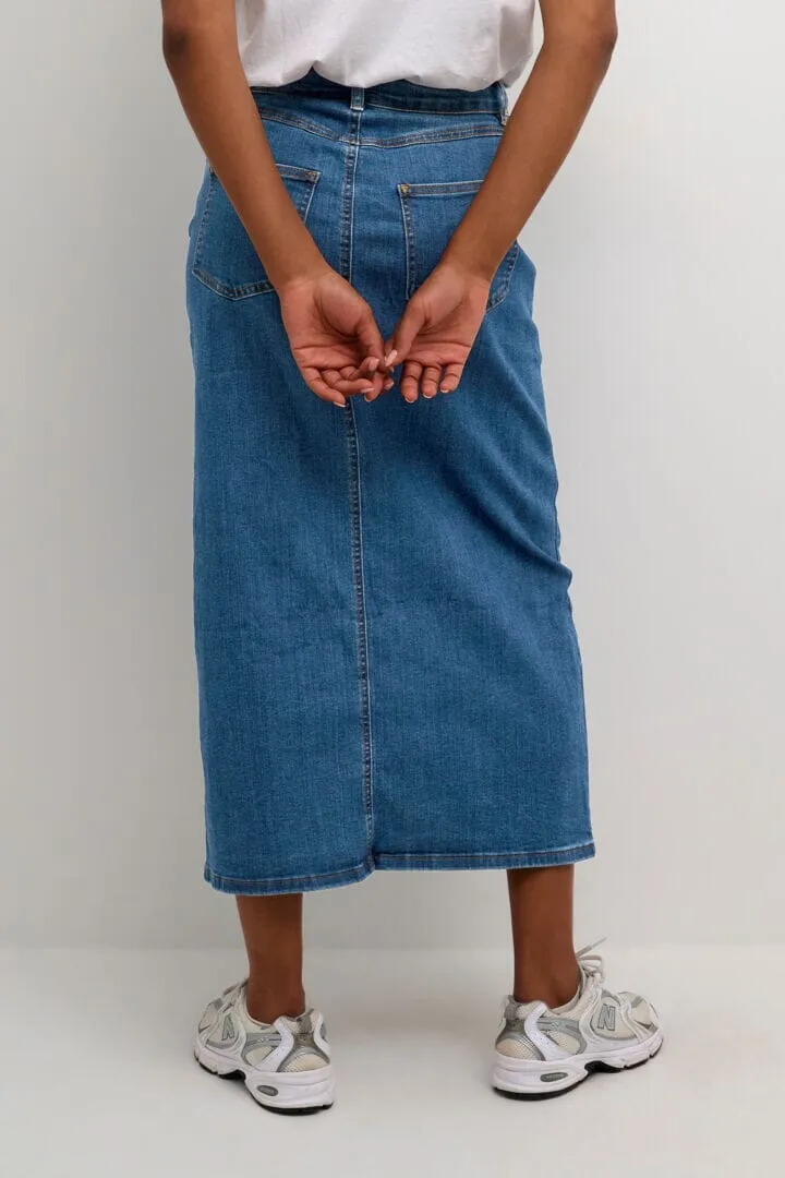 FRONT SLIT DENIM SKIRT