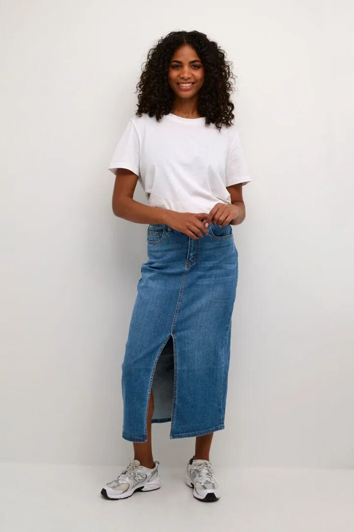 FRONT SLIT DENIM SKIRT