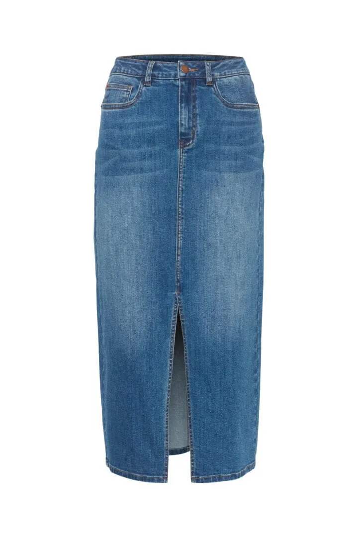 FRONT SLIT DENIM SKIRT