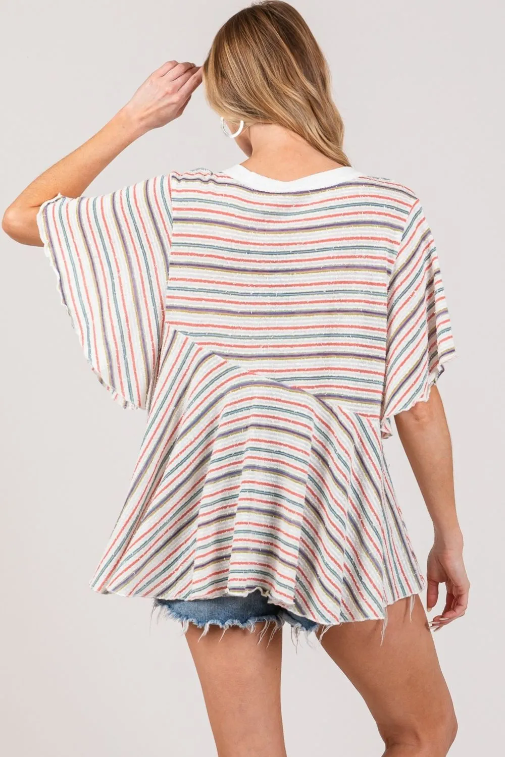 Full Size Round Neck Stripe Top