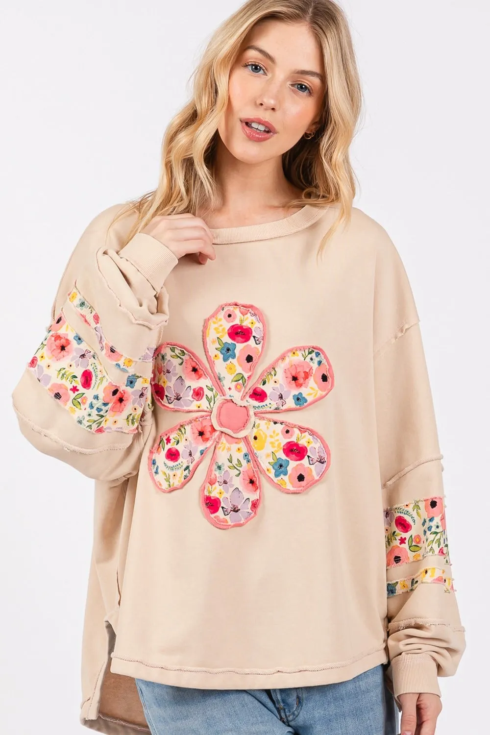 G Daisy Patch Applique Long Sleeve Sweatshirt