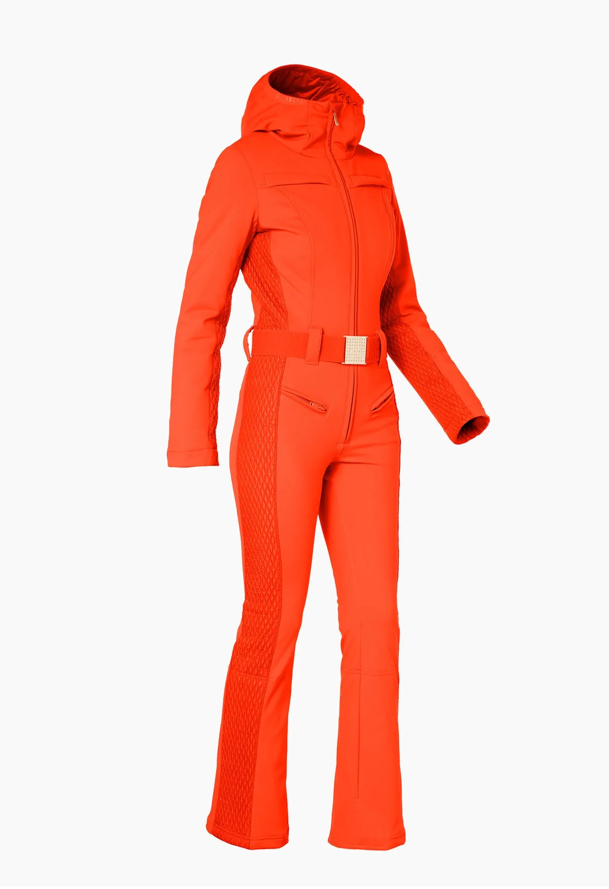 Goldbergh Angele One Piece Ski Suit in Orange with Hood