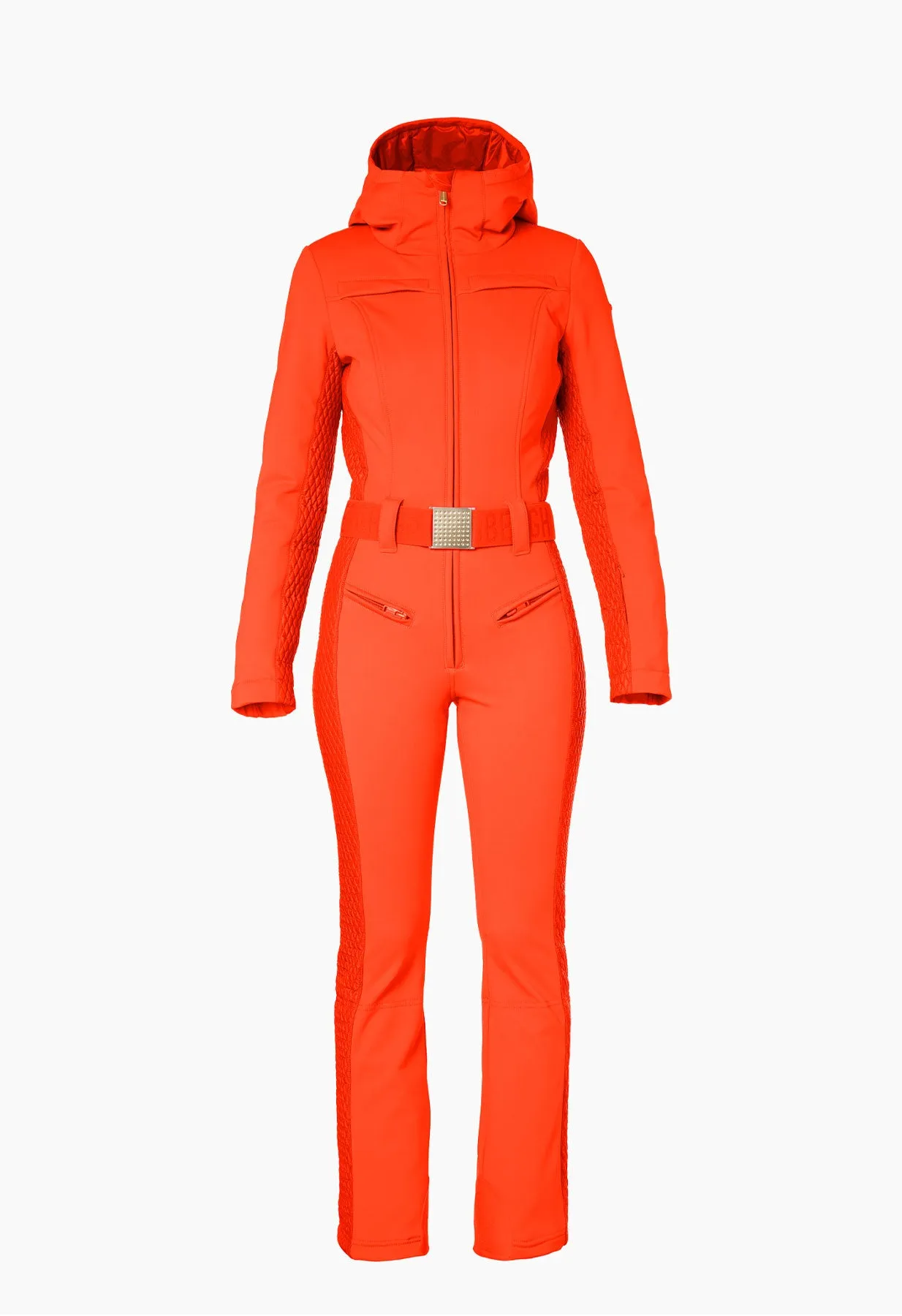 Goldbergh Angele One Piece Ski Suit in Orange with Hood