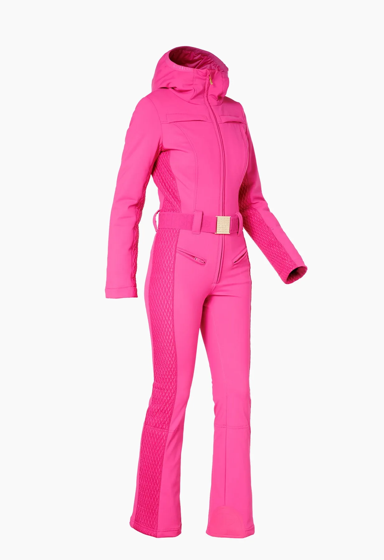 Goldbergh Angele One Piece Ski Suit in Pink with Hood