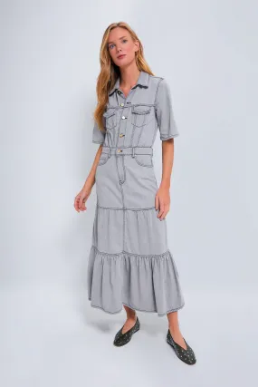 Gray Quill Future Denim Long Dress