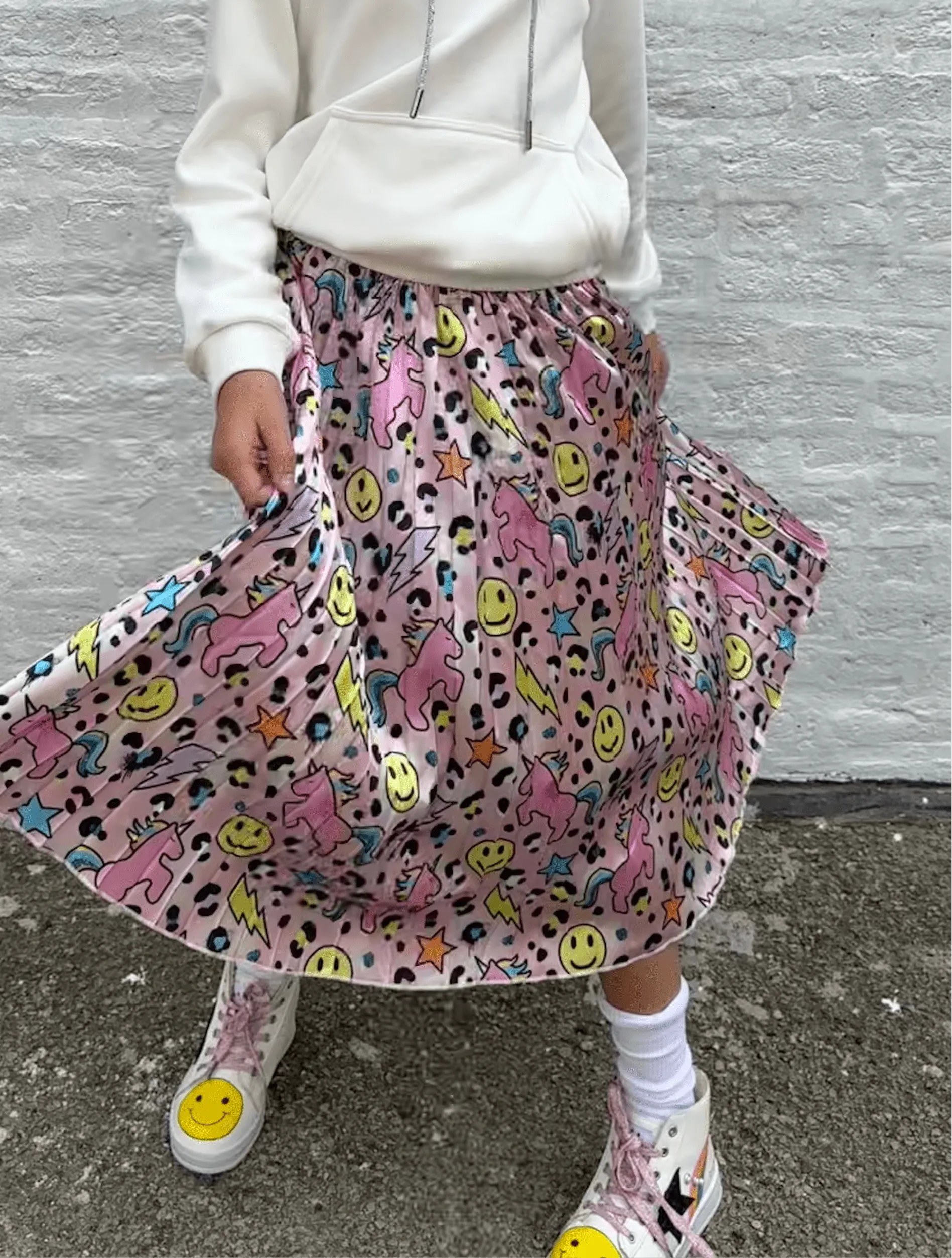 Happy Emoji Rainbow Midi Skirt