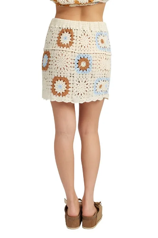 HIGH WAIST CROCHET MINI SKIRT