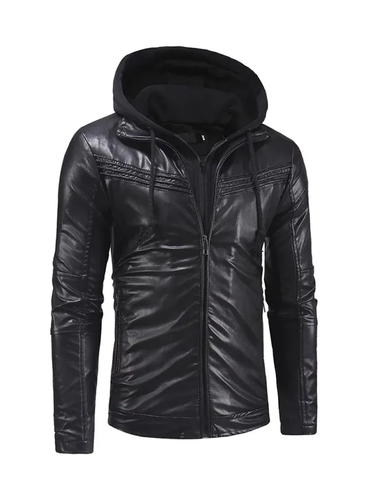 Hooded Style Genuine Leather Jacket