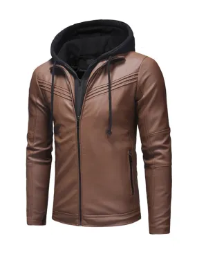 Hooded Style Genuine Leather Jacket