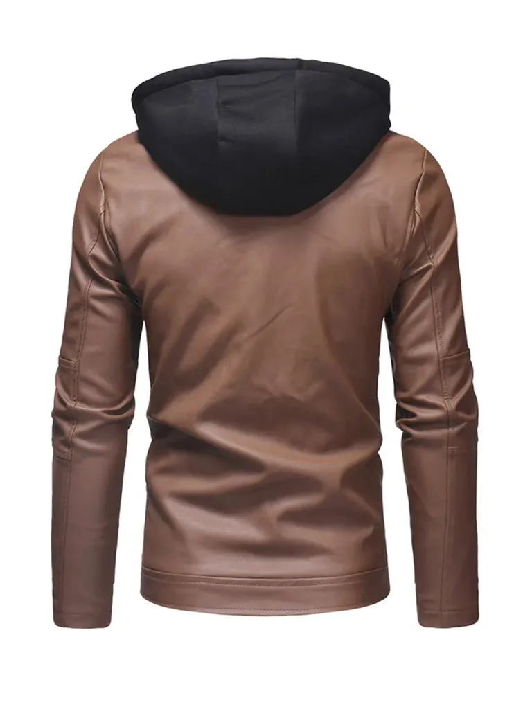 Hooded Style Genuine Leather Jacket