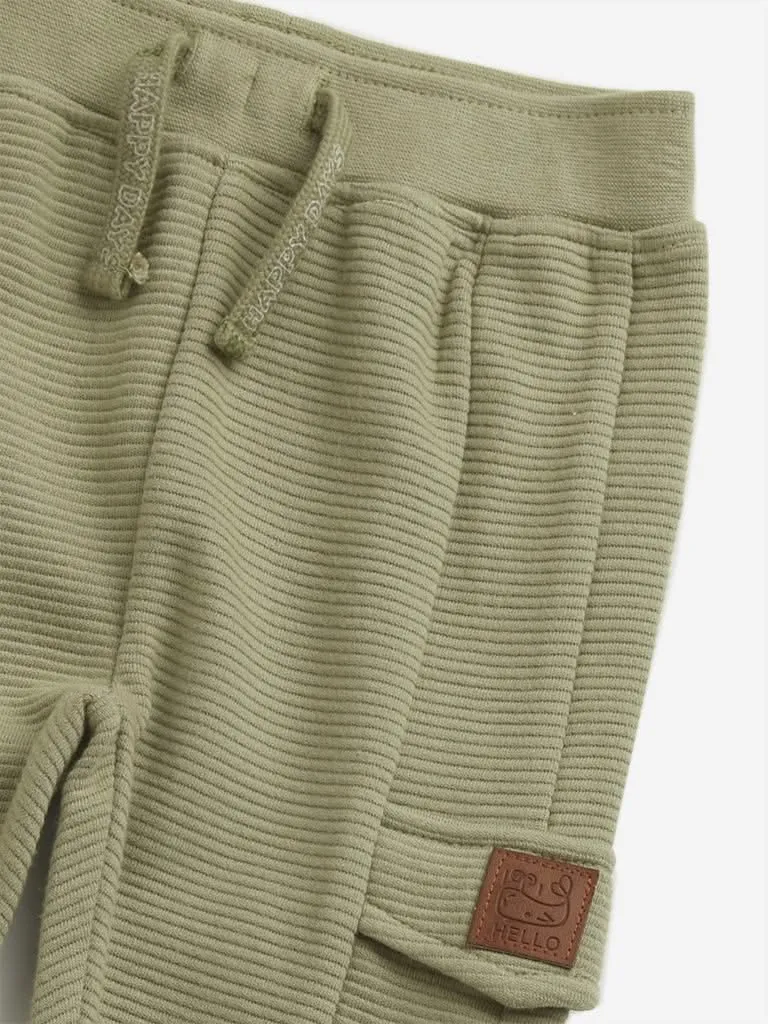 HOP Baby Sage Ribbed Mid Rise Joggers