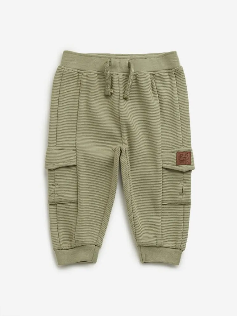 HOP Baby Sage Ribbed Mid Rise Joggers