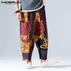 INCERUN Chinese Style Harem Pants Men Print Cotton Vintage Joggers Trousers Men 2019 Streetwear Hip-hop Male Loose Casual Pants