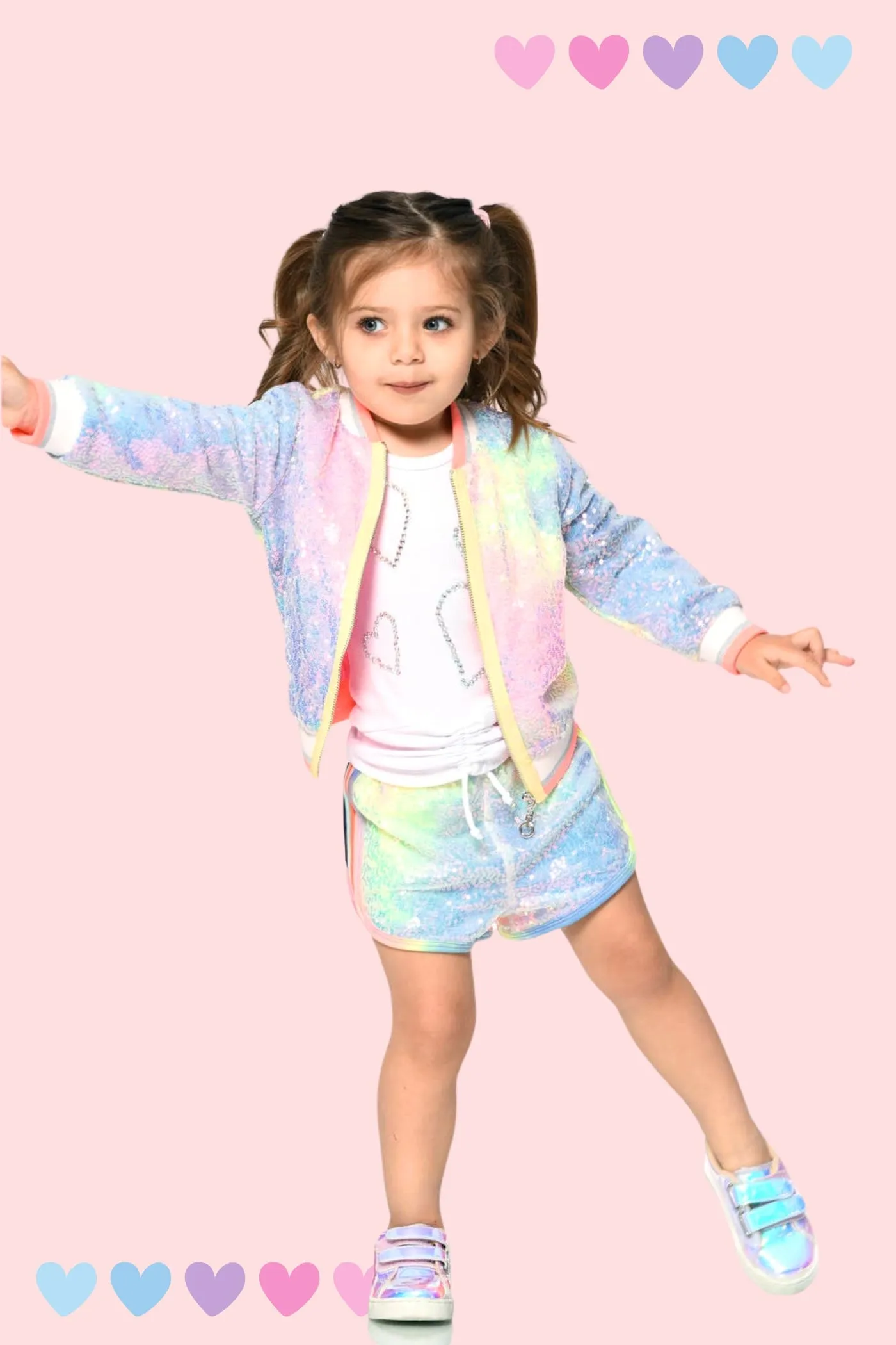 Infant l Toddler l Little Girls Dye Pastel Sequin Bomber Jacket