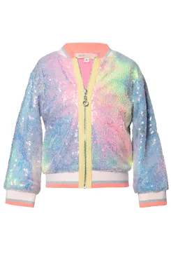 Infant l Toddler l Little Girls Dye Pastel Sequin Bomber Jacket