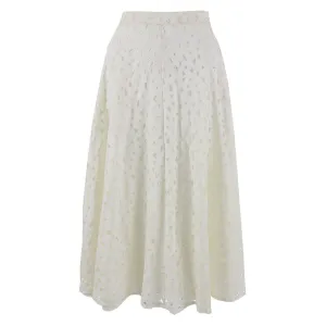 Jason Skirt - Ivory Midi Skirt with Heart Cutouts