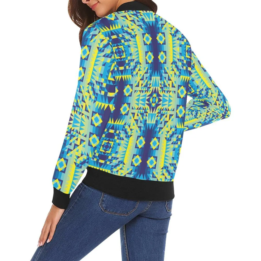 Kaleidoscope Jaune Bleu Bomber Jacket for Women