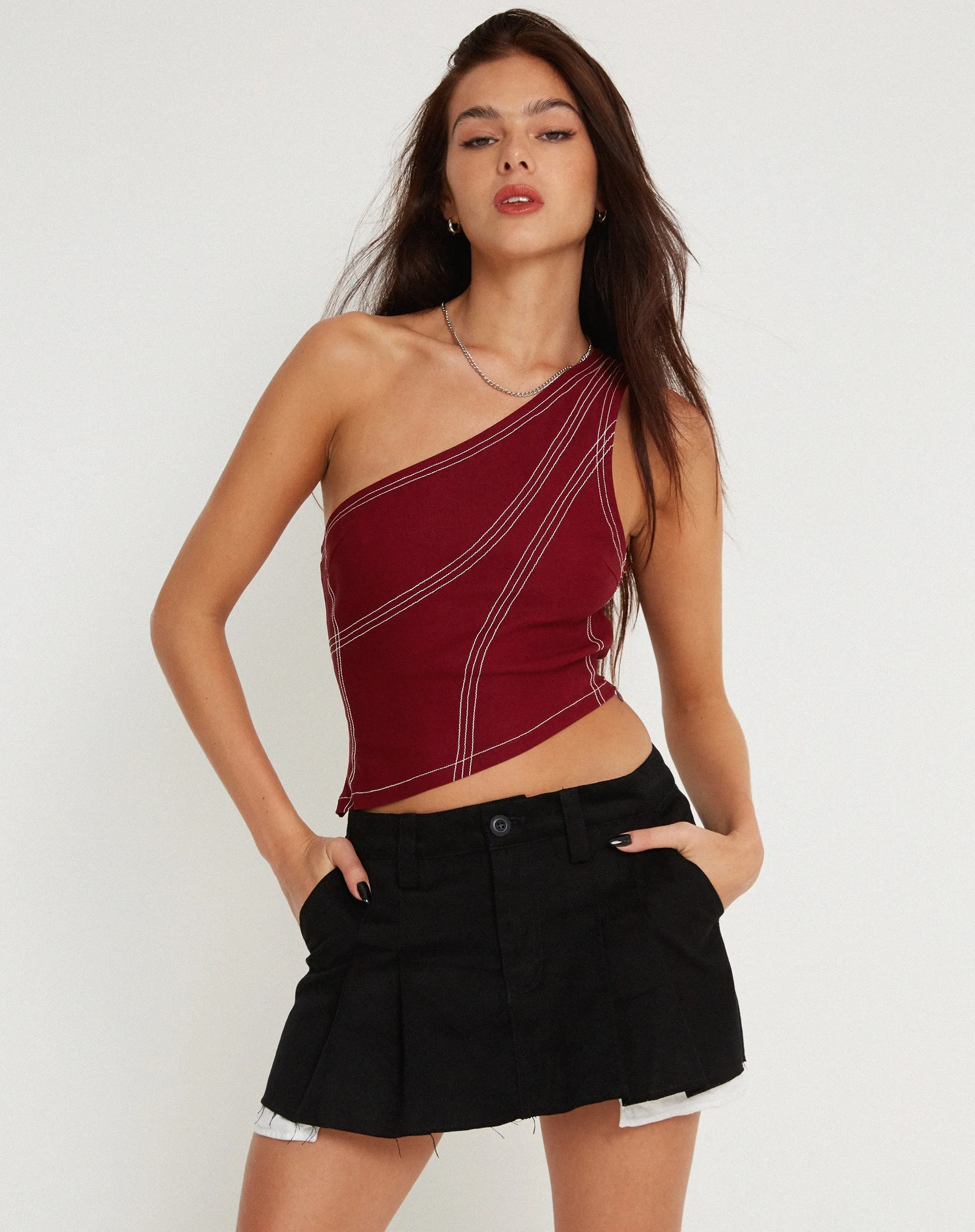 Kamaida Crop Top in Tailoring Redwood