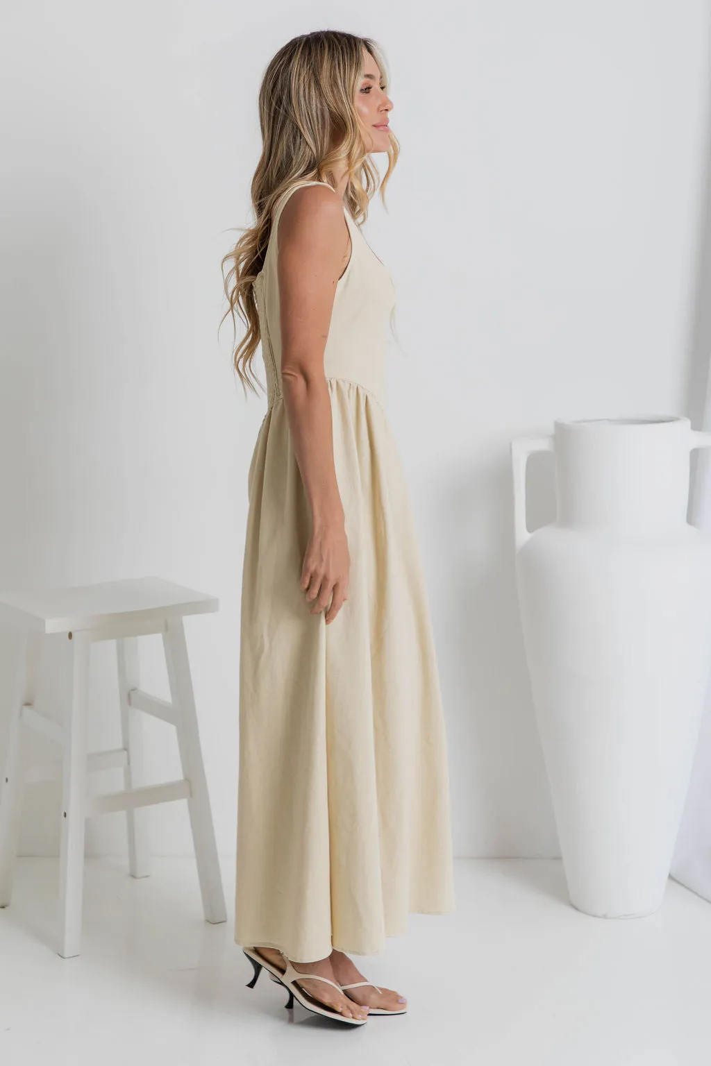 Kiara Midi Dress - Sand