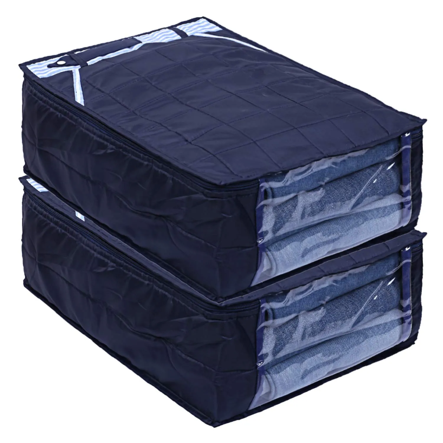 Kuber Industries Parachute Waterproof 2 Pieces Trouser Cover Quilted/Wardrobe Organizer (Blue) - CTKTC023214