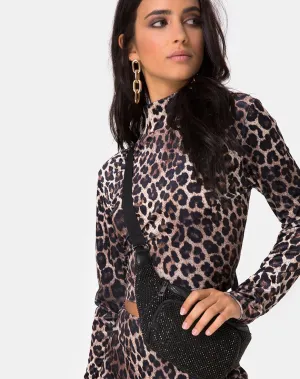 Lara Crop Top in Velvet Brown Leopard