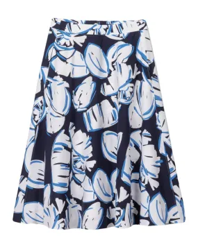 Leaf Print Midi Skirt