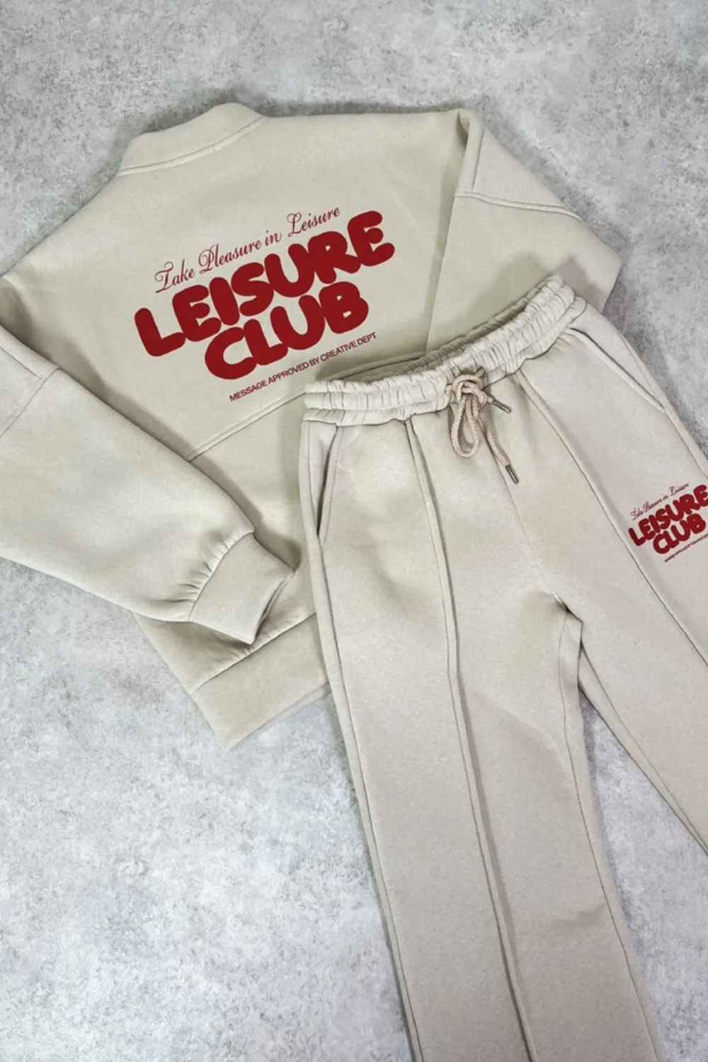 Leisure club bone printed bomber jacket and straight leg jogger