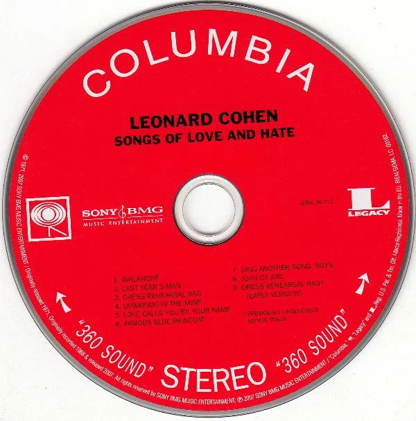 Leonard Cohen - Songs Of Love And Hate (CD, Album, Dlx, Ltd, RE, RM, Har) (NM or M-)