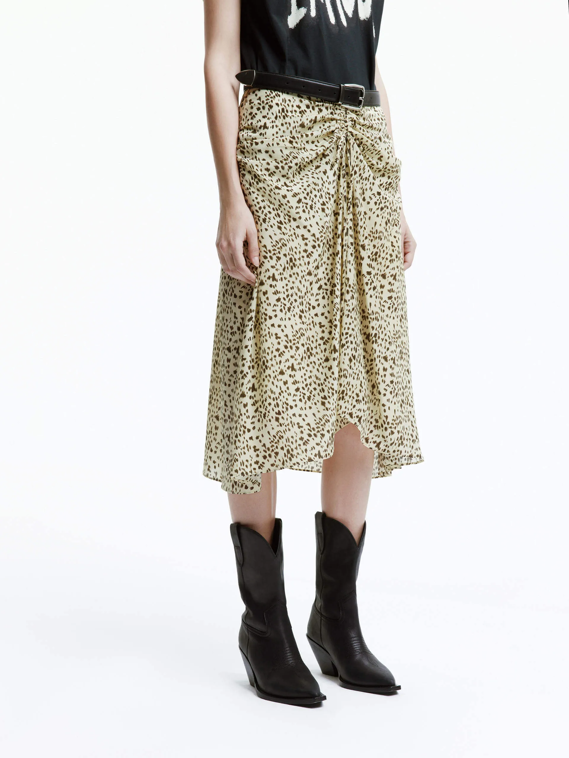 Leopard Print Silk Skirt