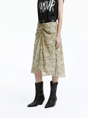 Leopard Print Silk Skirt