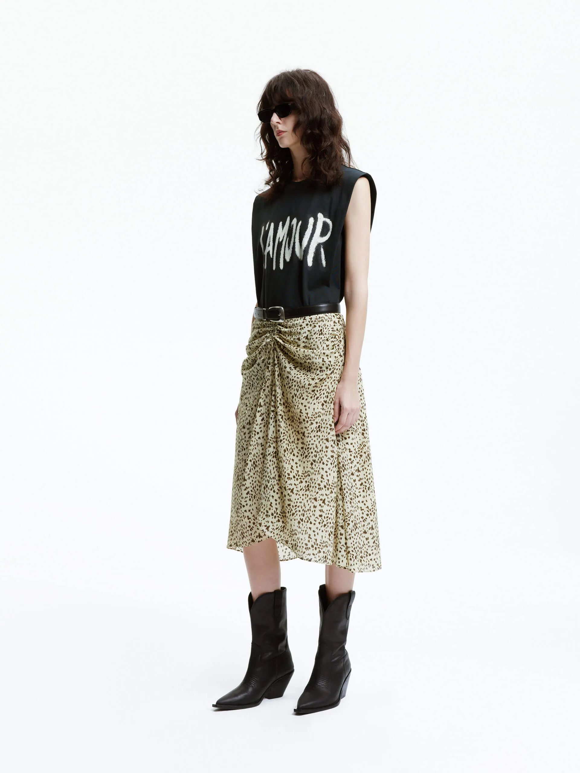 Leopard Print Silk Skirt